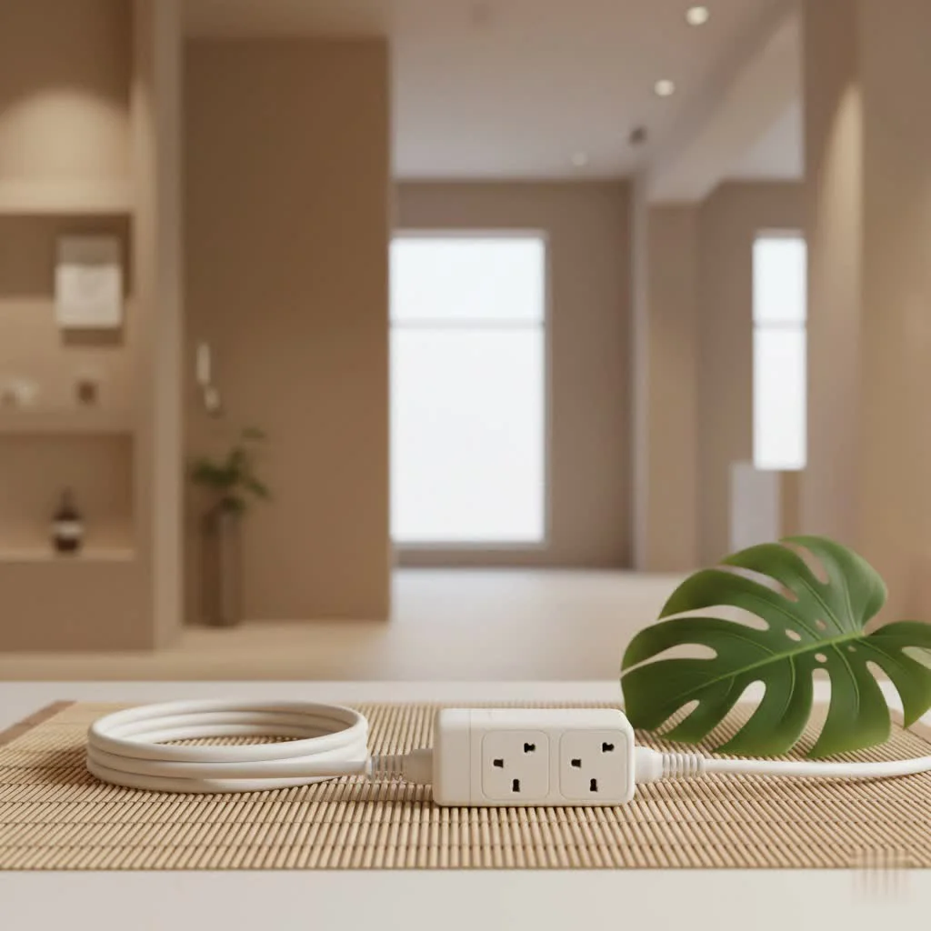Outdoor extension cord powering garden tools