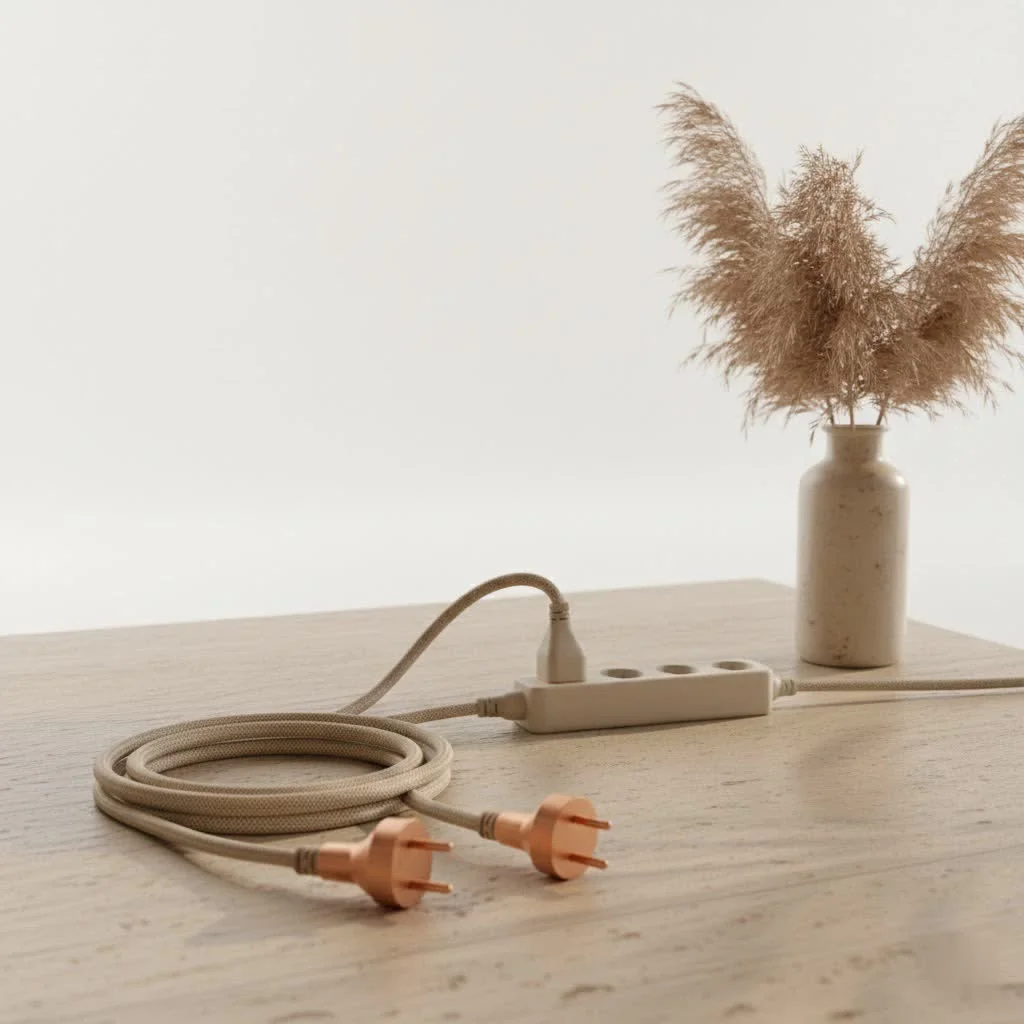 Outdoor extension cord with multiple outlets powering various devices