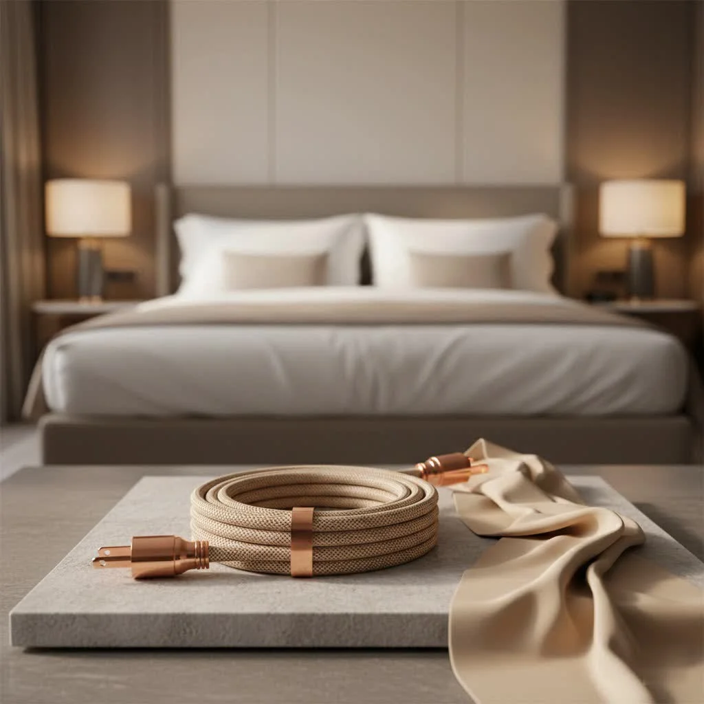 Close-up of a 15 amp extension cord plug