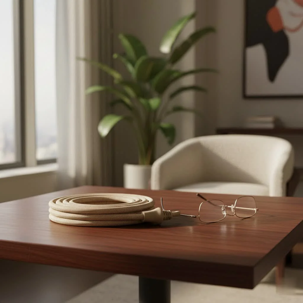 Welder extension cord connected to a welding machine in a workshop