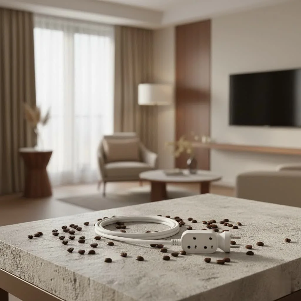 Close-up of various extension cords coiled and ready for use